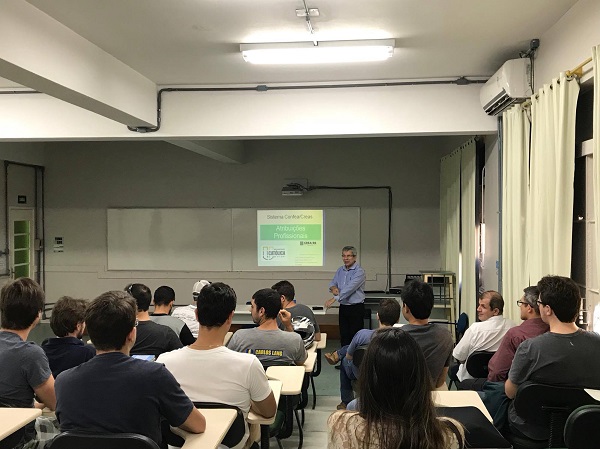 Conselheiro da Câmara Especializada de Engenharia Elétrica Engenheiro Eletricista, Engenheiro de Segurança do Trabalho João Otavio Marques Neto na UFPEL
