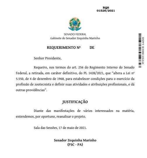 Requerimento do Senador Zequinha Marinho (PSC/PA)