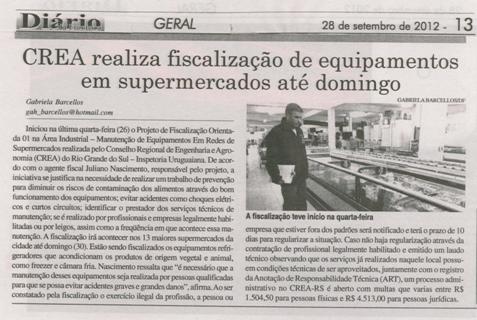 Equipamentos em supermercados de Uruguaiana fiscalizados pelo Crea