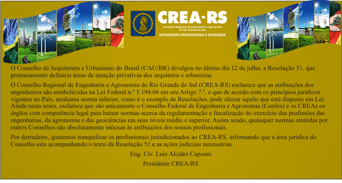 Esclarecimentos aos profissionais do CREA-RS