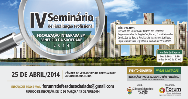 IV Seminário de Fiscalização Profissional acontece em abril