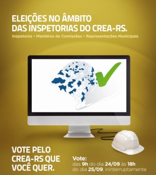 Profissionais podem escolher seus representantes do CREA-RS nas Inspetorias