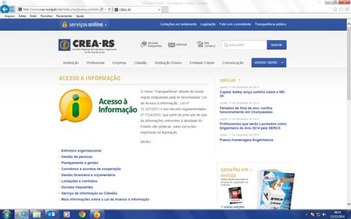 Site do CREA-RS conta com nova página de transparência