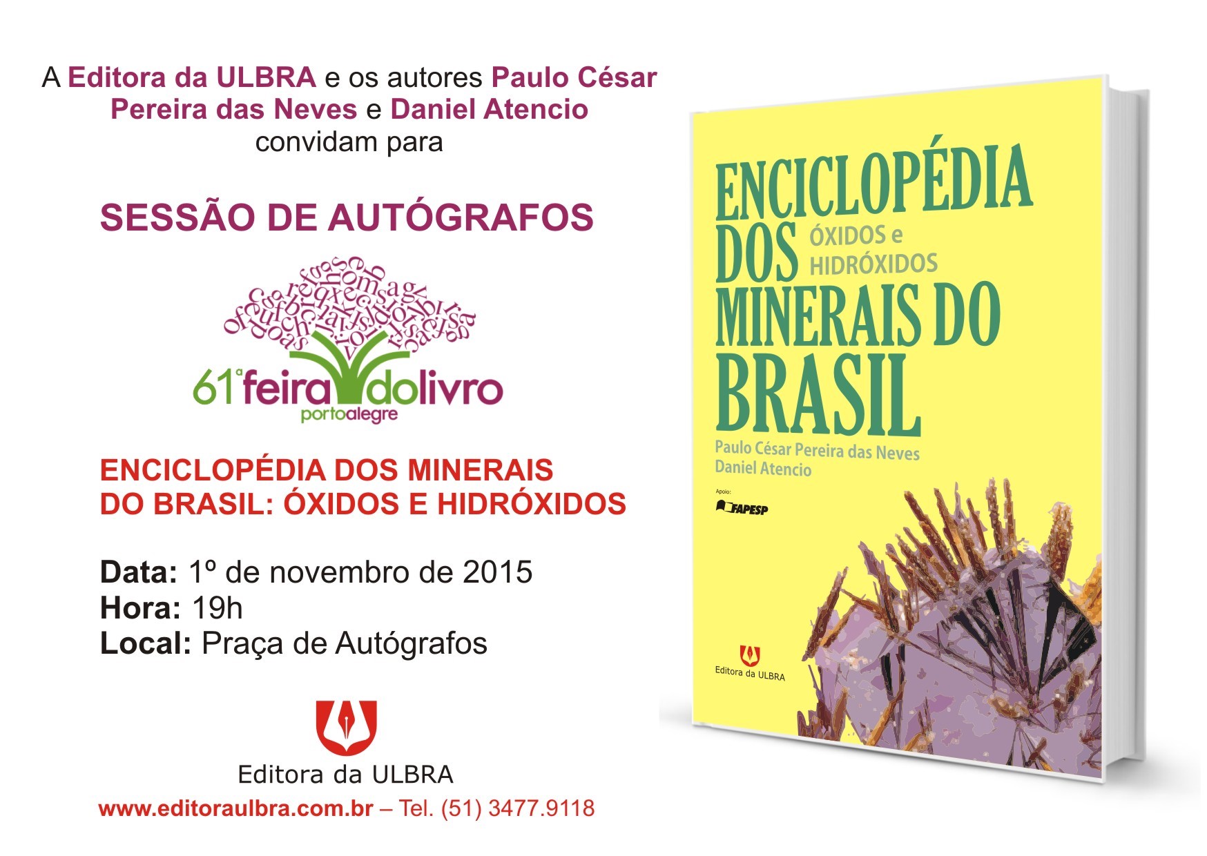 Terceira edição da Enciclopédia do Minerais será lançada na 61ª Feira do Livro