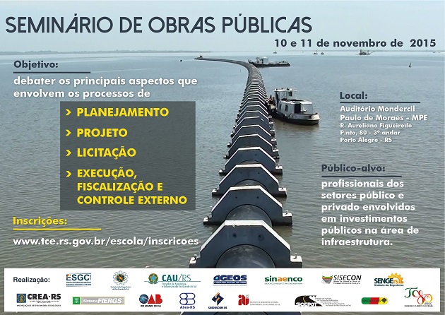 Seminário das Obras Públicas será transmitido, via web, dias 10 e 11 de novembro