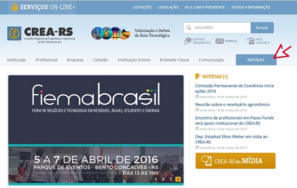 Novo link reúne principais acessos dos usuários do site do CREA-RS
