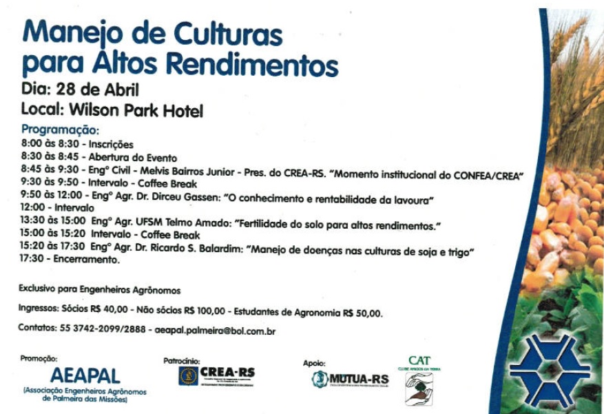 “Manejo de Cultura para Altos Rendimentos” é tema de curso da AEAPAL