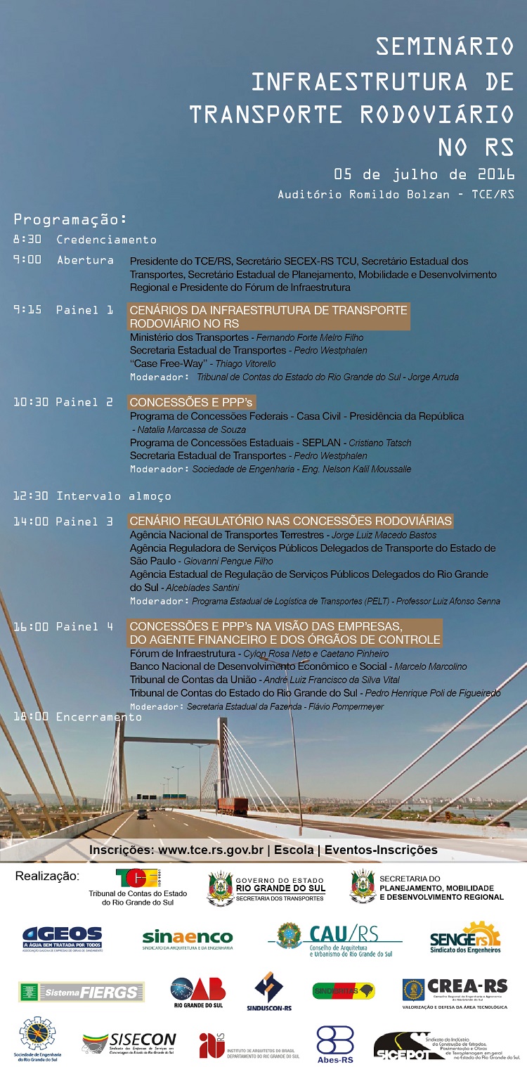 TCE/RS promove Seminário de Infraestrutura de Transporte Rodoviário, em julho