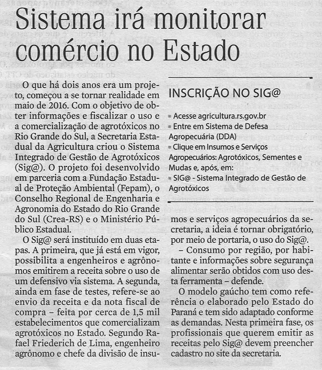 Sig@ em implementação no Estado