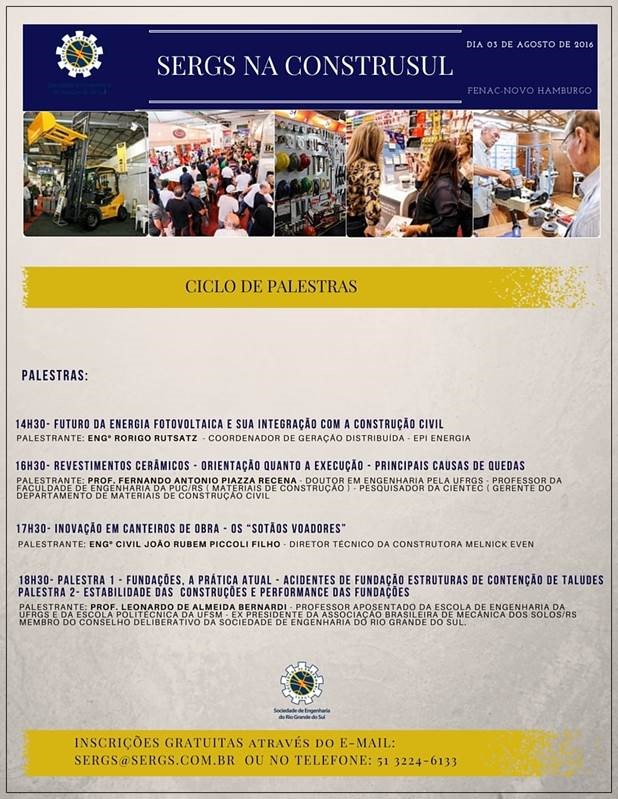 Sergs promove ciclo de palestras na Construsul