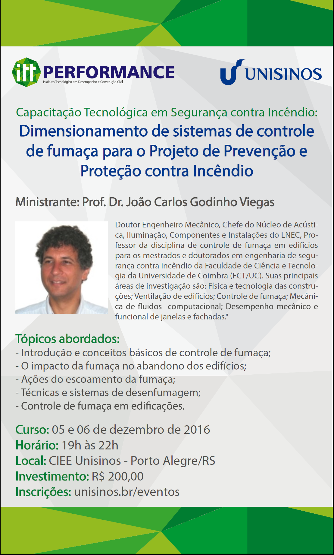 Sistemas de controle de fumaça é tema de curso na Unisinos
