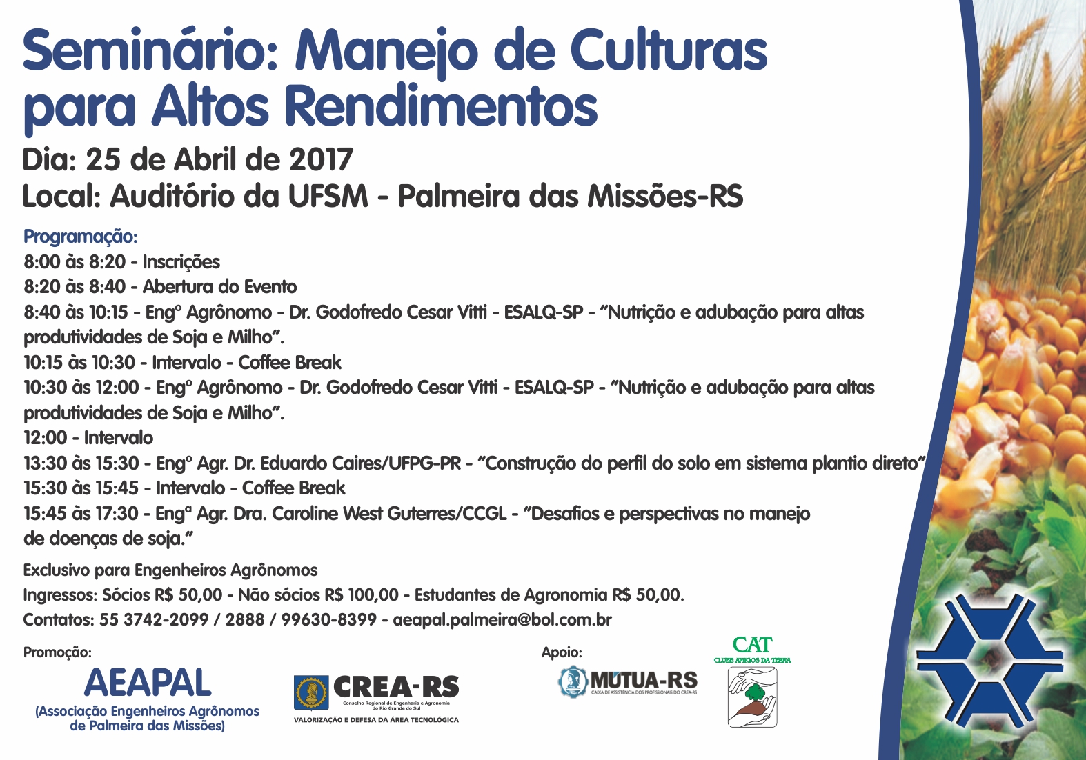AEAPAL promove seminário “Manejo de Culturas para Altos Rendimentos”