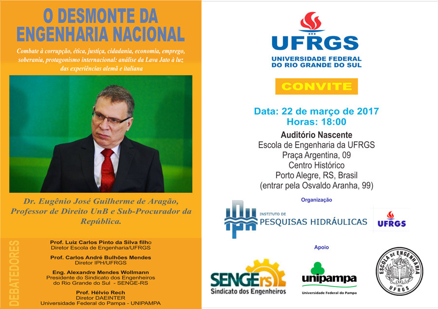 “O desmonte da Engenharia nacional” será tema de palestra na UFRGS