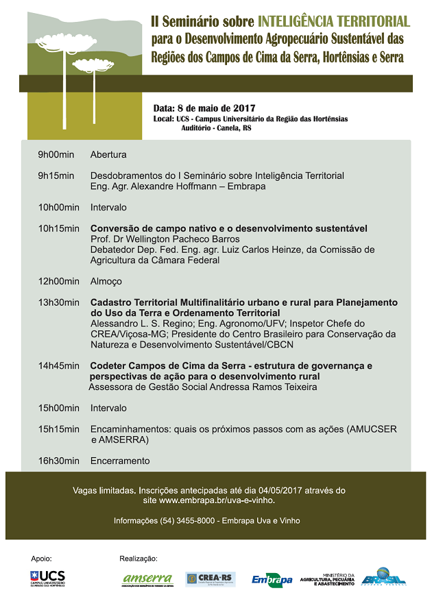 Inscrições abertas para II Seminário sobre Inteligência Territorial em Canela