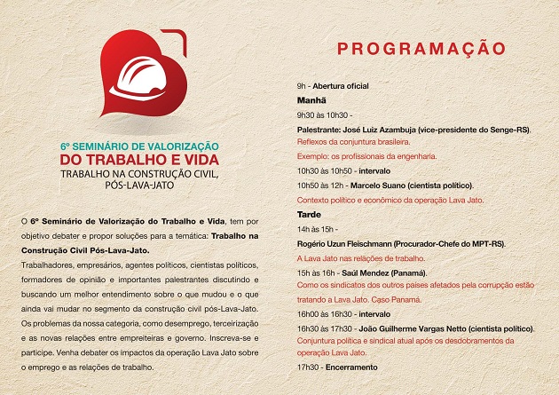 Porto Alegre recebe seminário sobre trabalho na construção civil pós-Lava-Jato