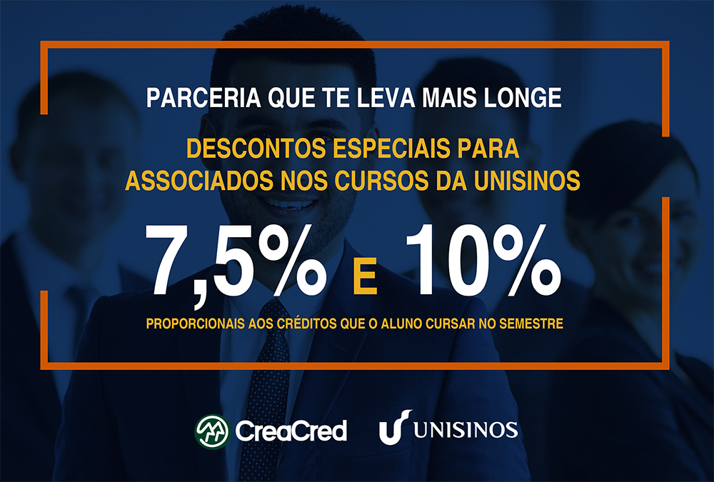Associados da CreaCred recebem desconto em cursos da Unisinos