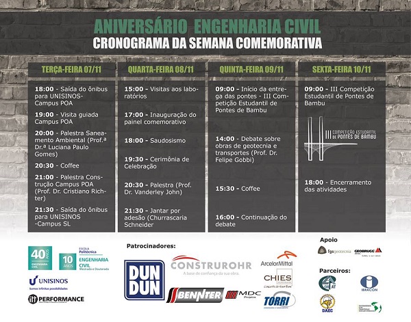 40 anos do curso de Engenharia Civil da Unisinos e 10 anos do Programa de Pós