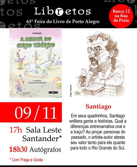 Cartunista Santiago autografa na Feira do Livro de Porto Alegre