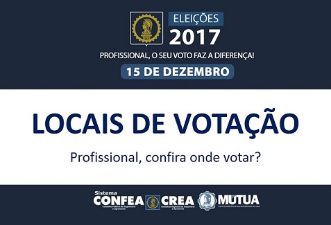 Locais das mesas receptoras para as Eleições 2017: sede e Inspetorias