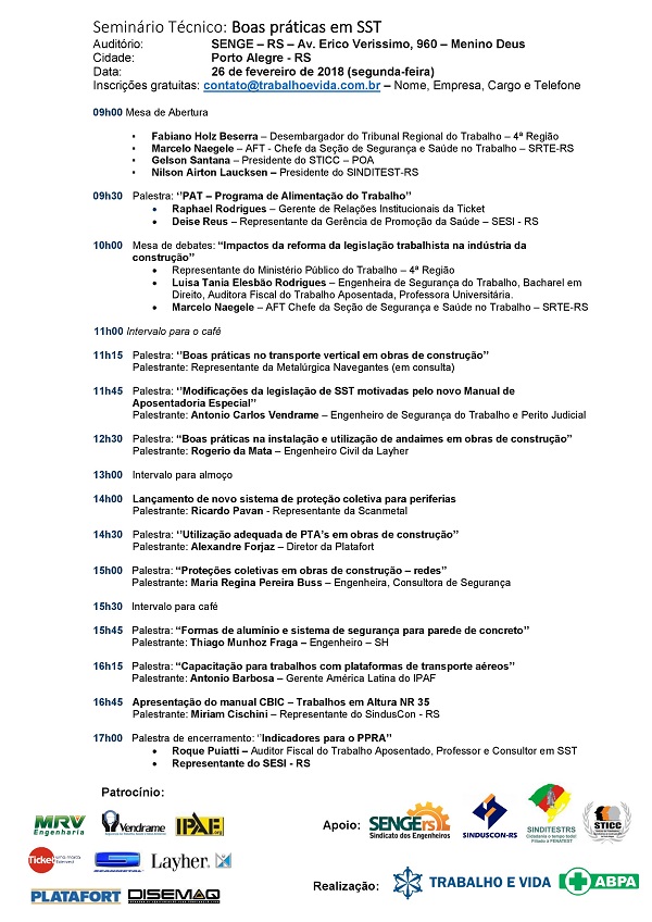 Seminário Técnico Boas Práticas em SST
