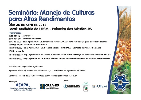Aeapal promove palestra sobre manejo de culturas
