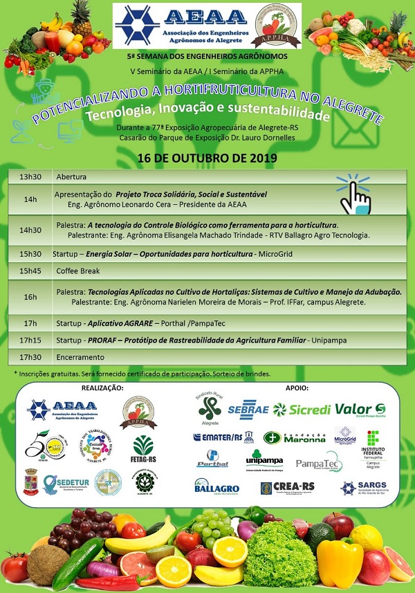 Sedetur, Aeaa e APPHA convidam para Seminário sobre Hortifruticultura