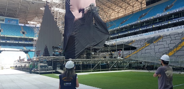 Fiscalização na Arena do Grêmio verifica ARTs de instalações para show
