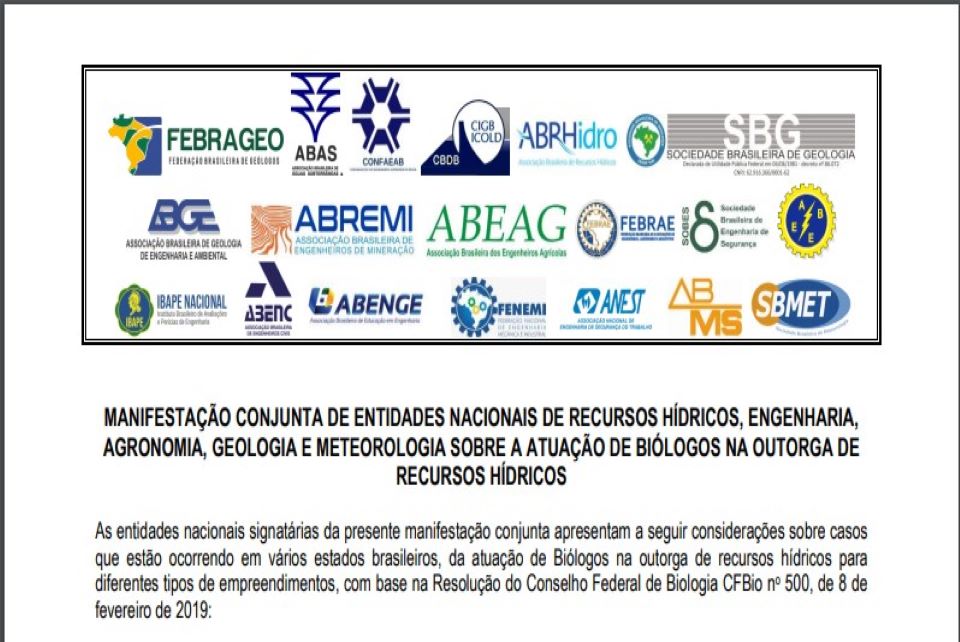 Manifesto contra atuação de biólogos na outorga de recursos hídricos