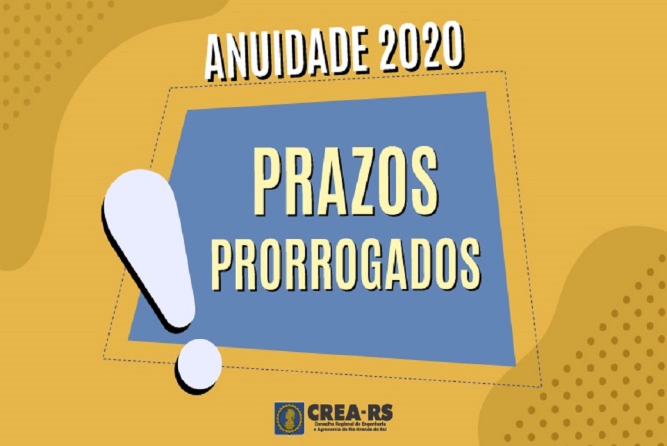 CREA-RS prorroga prazo de vencimento da anuidade 2020