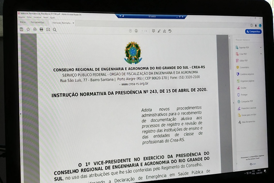 Instituições de Ensino e Entidades de Classe poderão enviar documentações ao CREA-RS via e-mail