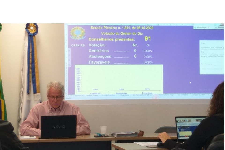 Plenária do CREA-RS reúne mais de 90 conselheiros por videoconferência
