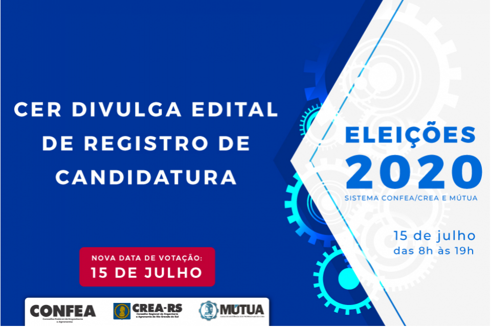 CER-RS divulga Edital sobre registro de candidatura a presidente do CREA-RS, em cumprimento de ordem judicial
