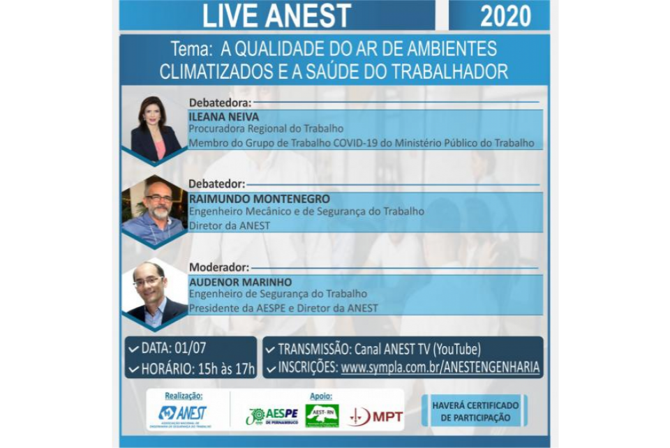 Qualidade do ar em ambiente climatizado é tema de live da Anest