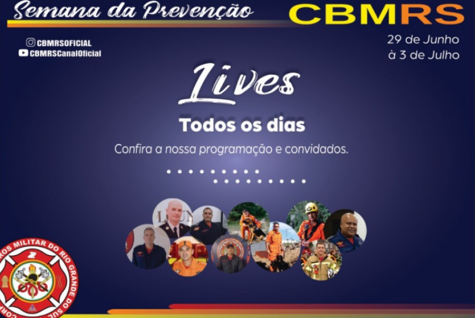 Corpo de Bombeiros Militar do RS realiza lives na Semana de Prevenção