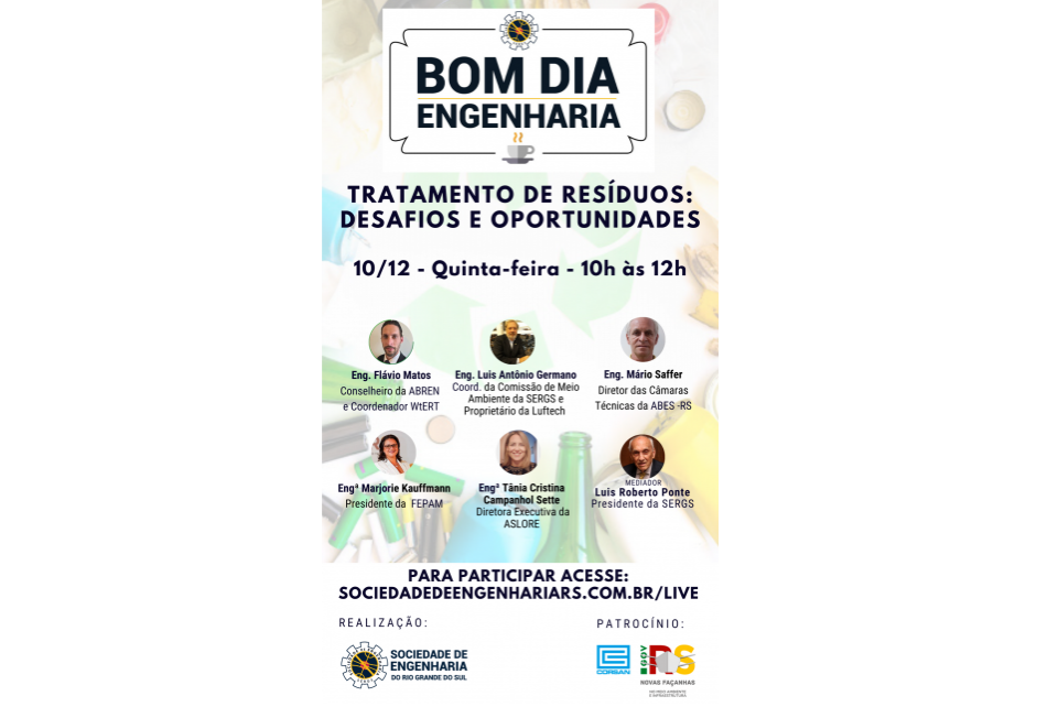Bom Dia Engenharia desta semana debaterá o tratamento de resíduos, seus desafios e oportunidades