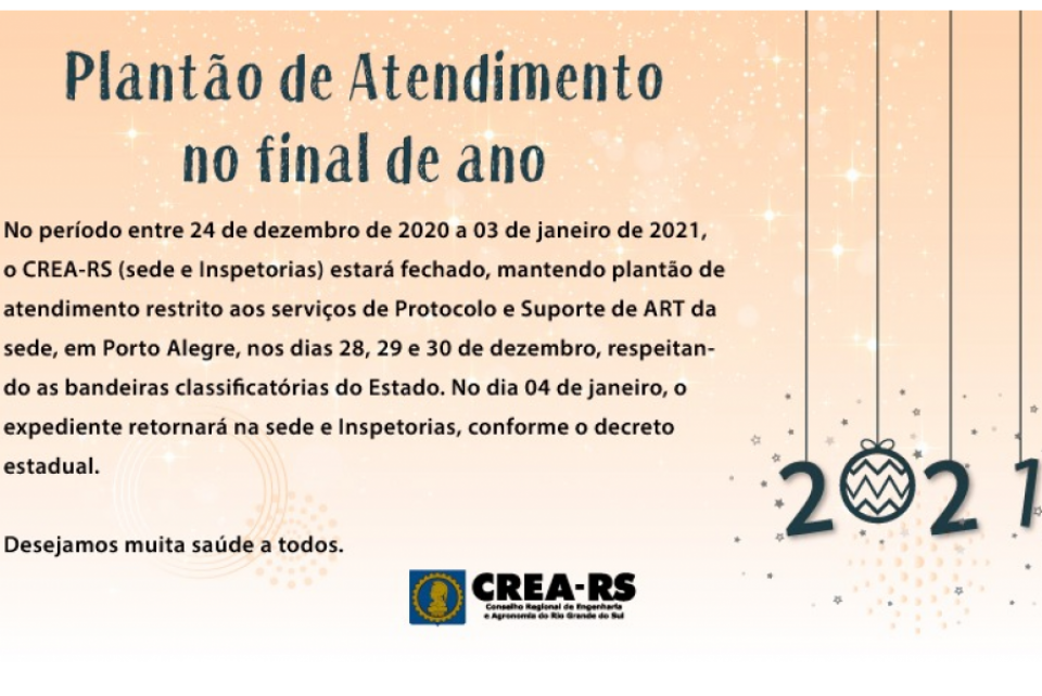 Plantão de atendimento no final do ano