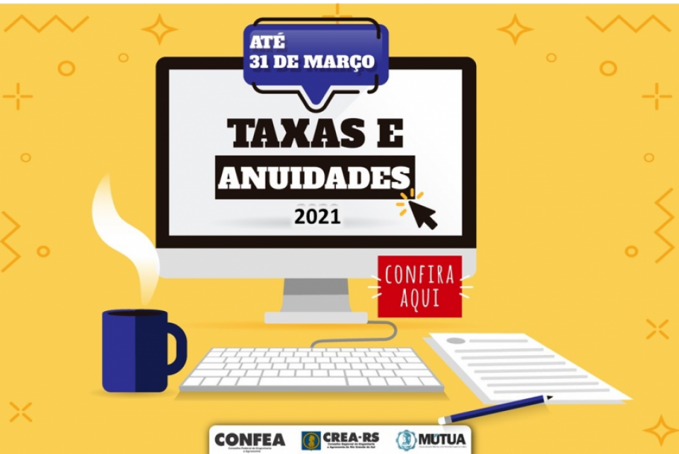 Divulgados os valores das anuidades e taxas para 2021