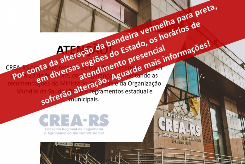 CREA-RS retoma trabalho presencial na sede e inspetorias na próxima semana