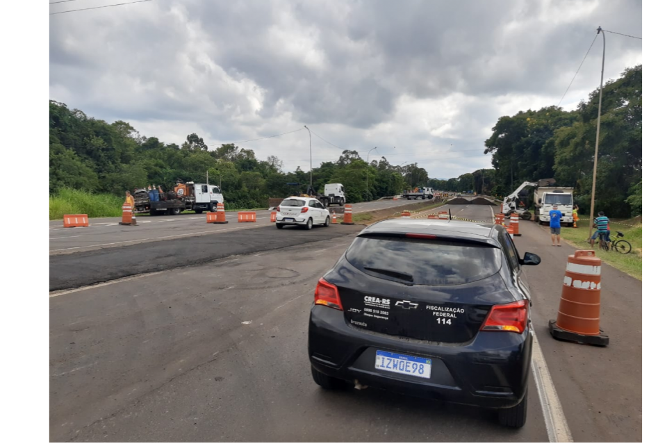 CREA-RS fiscaliza as obras de reparo da ponte do Arroio Boa Vista, em Estrela