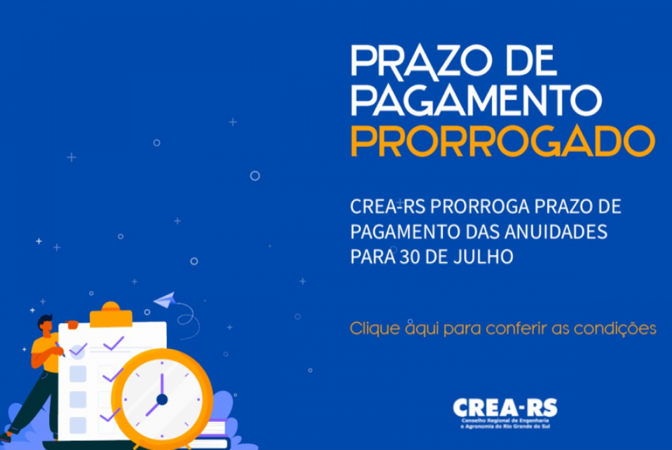 CREA-RS prorroga o prazo de pagamento das anuidades