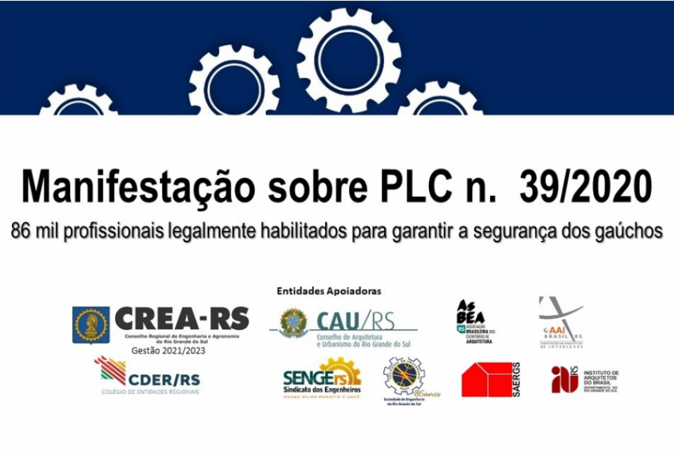 CREA-RS publica Manifestação sobre PLC 39/2020