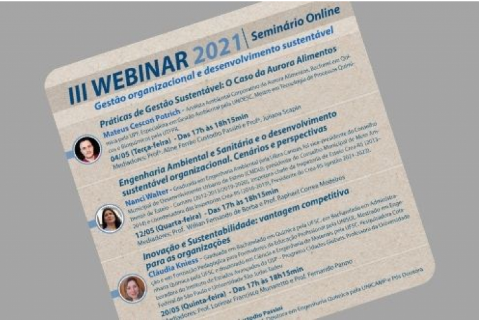 Presidente do CREA-RS participa de III Webinar 2021 da UFSM, de Frederico Westphalen