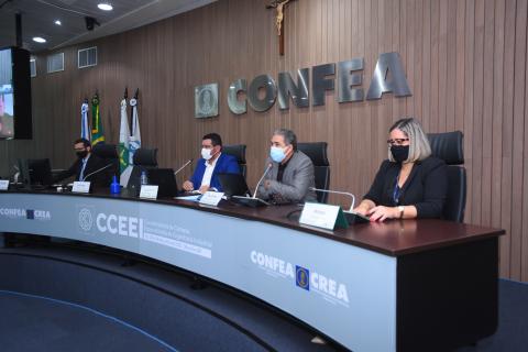 Coordenador Lucas Sevale, coordenador adjunto Eder Ramos e conselheira Michele Ramos