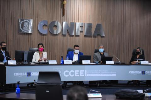 Gerente da GRI, Fabyola Resende entre os coordenadores da CCEEI