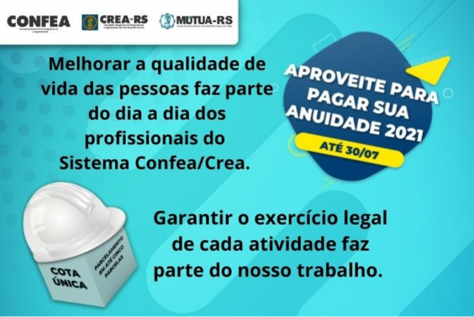 Aproveite para pagar sua anuidade 2021 até 30 de julho