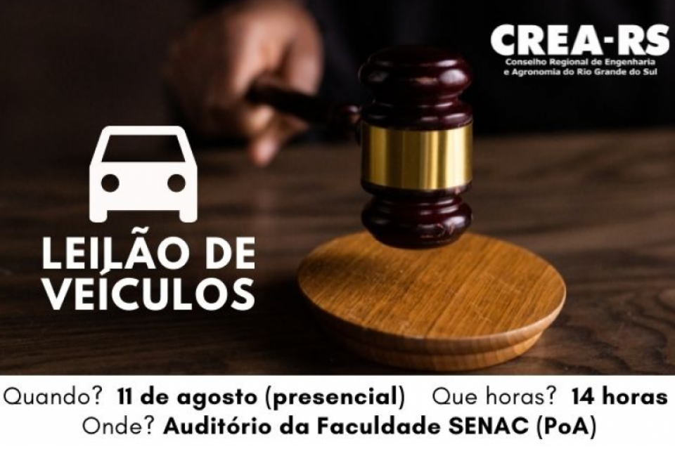 CREA-RS irá leiloar 61 veículos da frota