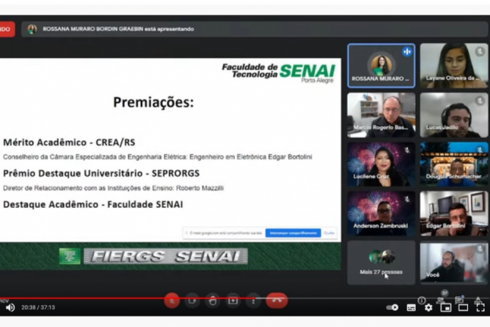Formandos do Senai Porto Alegre são agraciados com o Mérito Acadêmico CREA-RS