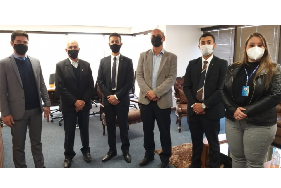 Eng. Lamartine Moreira, presidente do CREA-GO, apresenta o troféu Seriema aos profissionais gaúchos
