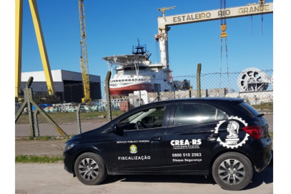 CREA-RS fiscaliza obra no Estaleiro de Rio Grande