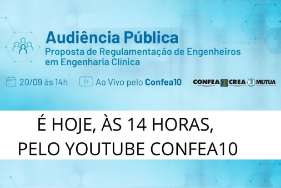 Nesta segunda, Audiência Pública para tratar da regulamentação Engenheiro Clínico